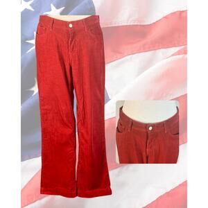 Vintage Y2K Tommy Jeans 100% Cotton Brick Red Flare Low Rise Corduroy Jeans Sz 9